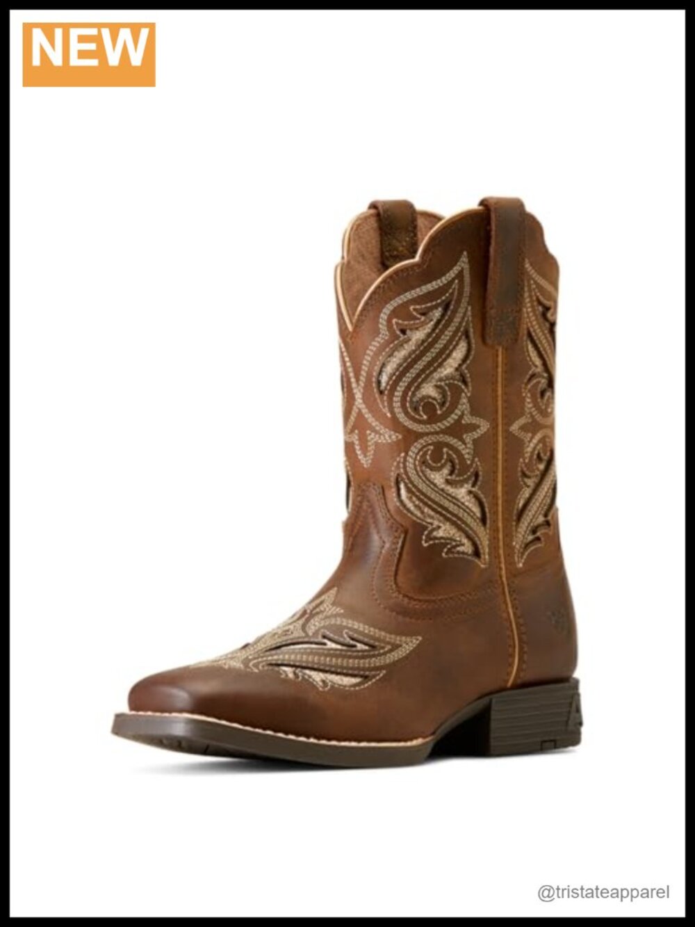 Ariat Kids Round Up Bliss Western Boots - Full Grain Leather Pull-On Square Toe